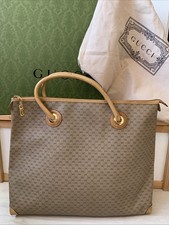 Gucci 70’s Canvas Leather Tote Bag VINTAGE Micro GG Shopper RAR! 