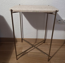 Zara Home - Beistelltisch mit Marmorplatte und Metallbeinen - cremefarbe / gold