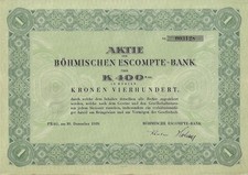 Böhmische Escompte Bank 1939 Prag V Praze Dresdner Bank Wien 400 Kronen