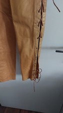 Lederhose butterweiches Lammnappa_Rocker-Image_gelb_ocker_EU Gr. S Gr.34, US Gr.