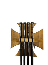 Wandhalter für 4 Stück Blankwaffen Eiche Massivholz Bajonett Seitengewehr 