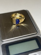 Gold Ring 585 14k Karat Neuwertig Lapis Stein Lapislazuli Kein 333 750 375