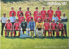 Bayern München Adidas Mannschaftskarte 1986/87  Bayern München Mannschaftsbild