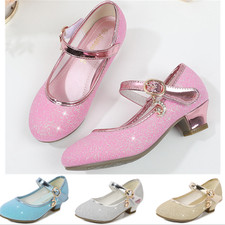 Mädchen Festliche Kinder Schuhe Absatz Glitter Hochzeit Party Prinzessin Schuhe