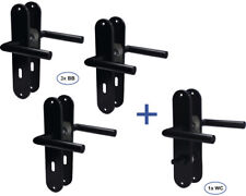 Langschildgarnitur BB + WC Conte edelstahl schwarz 4er Set