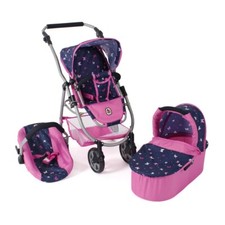 Bayer Chic 2000 Kombi Puppenwagen Emotion 2.0 Butterfly navy-pink TOP