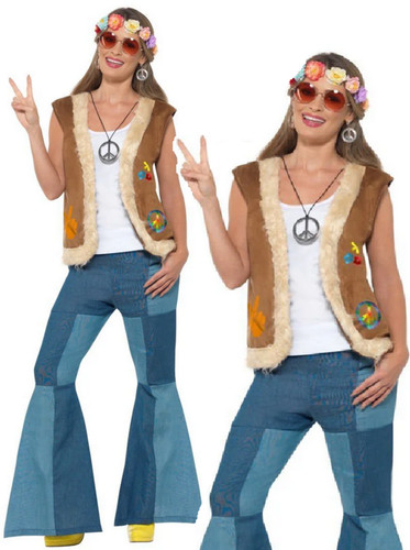 Smiffys hippie weste beige - hippie,