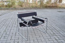 KNOLL INTERNATIONAL WASSILY CHAIR SESSEL Schwarz  LEDER 1 (2) Marcel Breuer