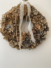 Natur Deko Wand Tür Trocken Kranz Hortensie Shabby Impressionen Skandi