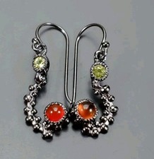 Handgefertigt ,925Silber OHRRINGE, HÄNGER Stecker ECHTE EDELSTEINE Carnelin 14k 