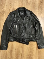Zara Damen Lederjacke Bikerjacke Größe S Echtleder schwarz