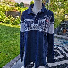 CAMP DAVID Pullover Pulli Pullover Poloshirt  blau/weiß Gr. L/XL (XLsteht drin)
