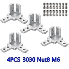 4x Eckverbinder 3-Weg 3030 Nut