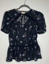 H&M * Bluse * Chiffon *schwarz * Blumen * Gr. 36