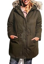 Damen Mantel Kunstfellkragen