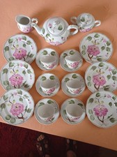 WARNECKE Teeservice " Hybiscus "  - für 6 Personen - herrliche Handmalerei !