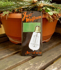 Altes Email-Türschild Just Wolfram Glühlampe Tesla Edison Zuckerguss Licht rar !