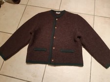 Trachten Jacke Janker Jungen, Grobstrick, Schurwolle, braun/grün, Gr. 152, Schuy