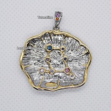 Multistein Anhänger ZWILLINGE 925 Silber 585 Bicolor vergoldet