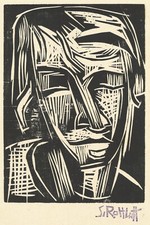 Karl Schmidt-Rottluff - Mädchenkopf - Holzschnitt 1923