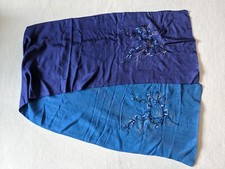 Tischdecke Läufer Handarbeit Brokat asiatisch Stickerei Seide blau zweiseitig