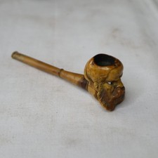 Bartmann Meerschaumpfeife, Bernstein 12 cm, Glasaugen           A4