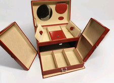 Windrose Schmuckschatulle Merino Schmuckkoffer Rot Schmuckkasten gebraucht