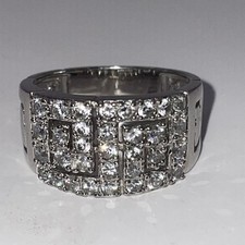 925 Silber Ring+ Muster,Gr.59,CZ Punze,klare Steine,5.1 Gramm,