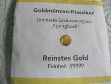 Golmünze Limitierte Exklusivausgabe Springbock Gold 999,99