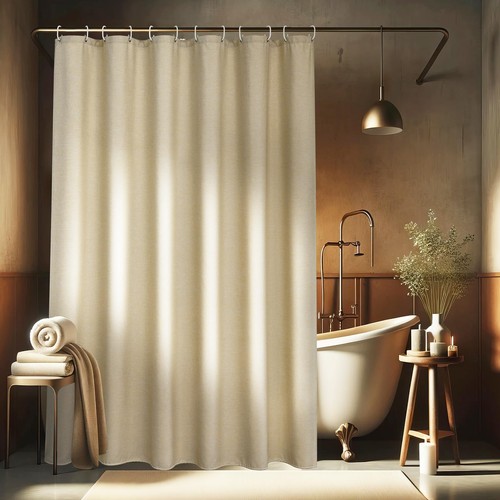 Duschvorhang textil beige - duschvorhang,