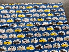 100/140 cm Stoff - Baumwolle, VW Bus, Bulli, blau