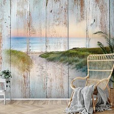 Fototapete Strand Holzoptik