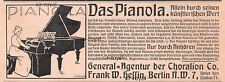 Das Pianola Piano - Choralion AG - 1904 - Historische Werbung ~19x7cm