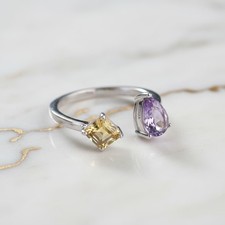 Amethyst Citrin Offener Ring