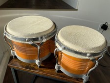 Profi Bongo Trommeln Percussion Instrument Doppelbongo Holz Latin Congas Drums