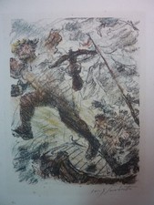LOVIS CORINTH - Original Lithographie 1923 "Der Tell-Sprung" HANDSIGNIERT