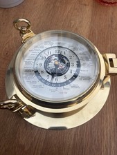 Weltzeituhr Messing Bullauge