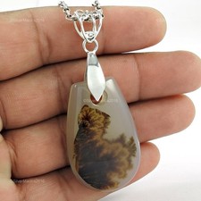 Cabochon Chalzedon Edelstein Solid Sterlingsilber Blende Sister Anhänger Schmuck