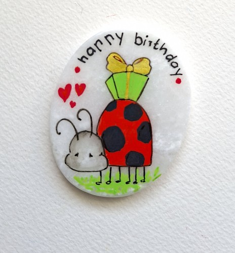 Bemalter stein happy - bemalter,