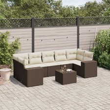 Garten-Sofagarnitur Gartengarnitur mit Kissen Braun Poly Rattan vidaXL 8-tlg.