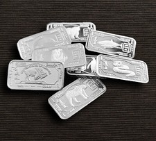 8 Silberbarren á 1 Gramm: Tiger,Delfin, Büffel,Bär - 8g 8 Silber Barren 999 Fein