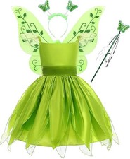 IBTOM CASTLE Tinkerbell Blumenfee Kostüm Mädchen – Kleid mit Flügeln Set