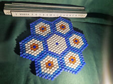 schöner Glasperlenuntersetzer Glasperlen Glas Untersetzer DDR (71-25