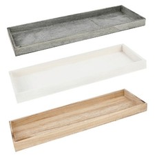 Deko Holz Tablett Platte Kerzen Tisch Schale Shabby Chic Creme Weiß Natur Grau