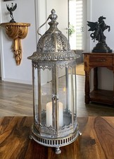 Jugendstil Laterne Windlicht Glas Metall Landhaus Laterne 53 cm Antik Stil Deko