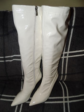 Stiletto Stiefel Lack weiß