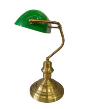 Vintage Condorcreat Bankerlampe Tischlampe mit Glasschirm grün Messingfinish 60W