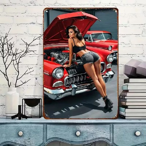 Blechschild pinup girl mit - girl, us