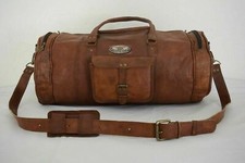 Robuste Wochenend-Seesack zum Übernachten Vintage Leder Gepäck Tasche Ziegenl...