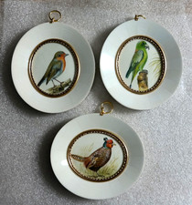 E.Riegel 3 x Lupenmalerei Miniaturen Vögel Fasan Papagei Rahmen 9 x 10 cm